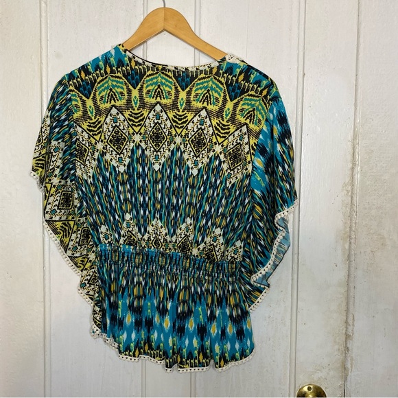 Vintage : Cocomo : size : S : Y2K boho crochet summer print blouse top - Picture 2 of 9